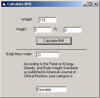 Body Mass Index Screen Image