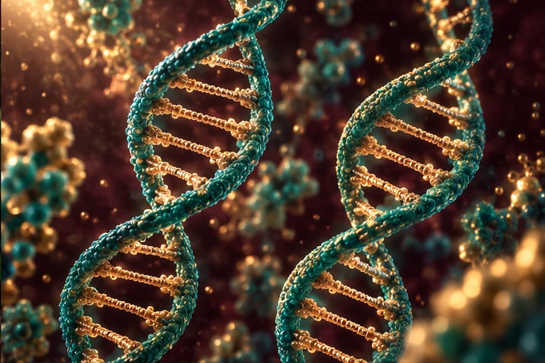 Conceptual paired DNA helices illustrating the need to copy genetic material
