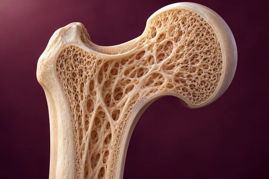 Editorial illustration: A mineral woven into bone.