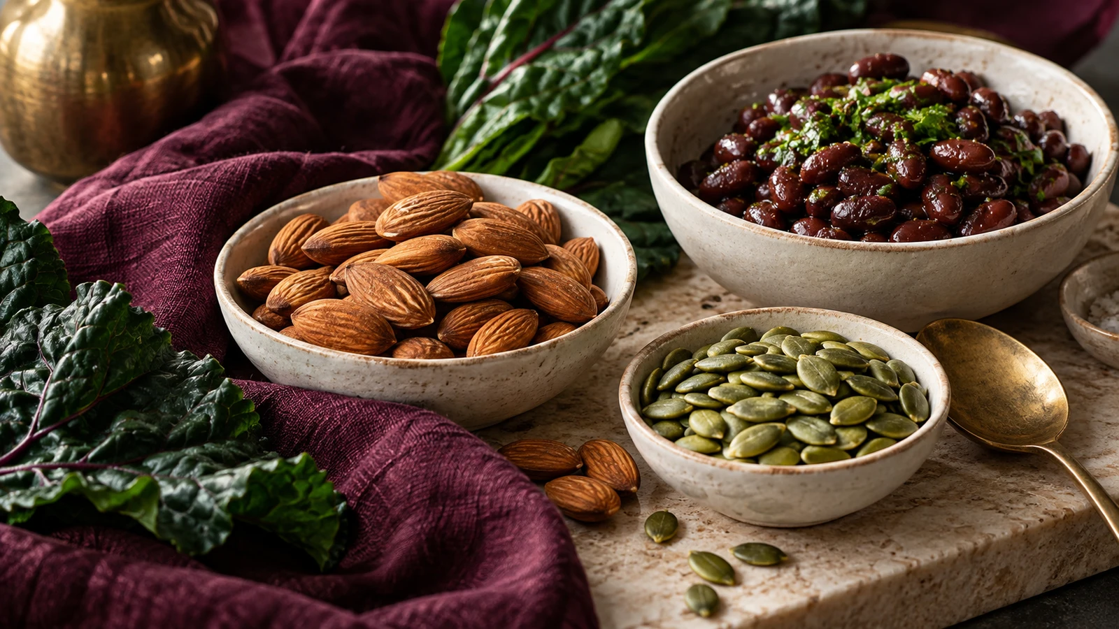 Nuts, seeds, beans and greens