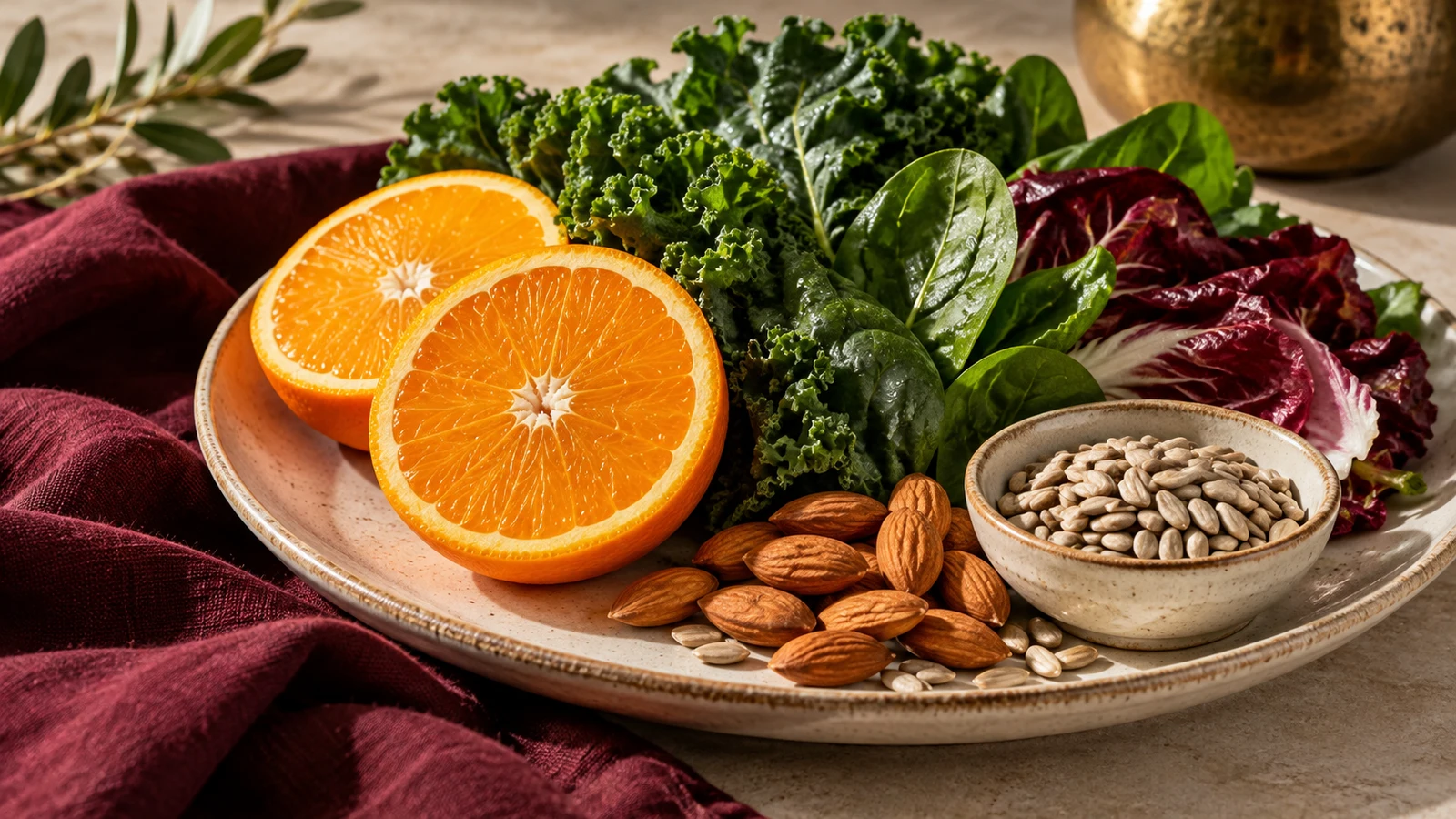 Citrus, nuts and leafy vegetables