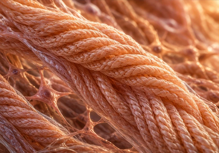 Conceptual illustration of collagen-like structural protein fibers