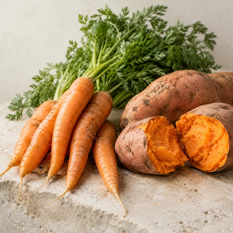 Editorial illustration: The colors of carotenoids.