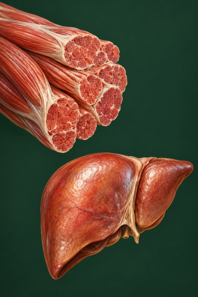 Editorial anatomical illustration of skeletal muscle fibers