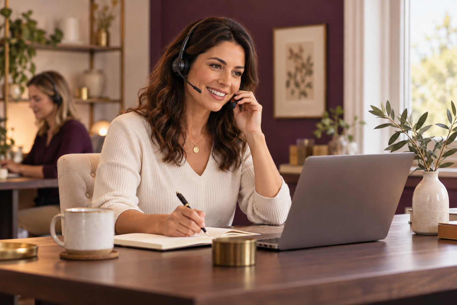 Illustrative personal customer support scene