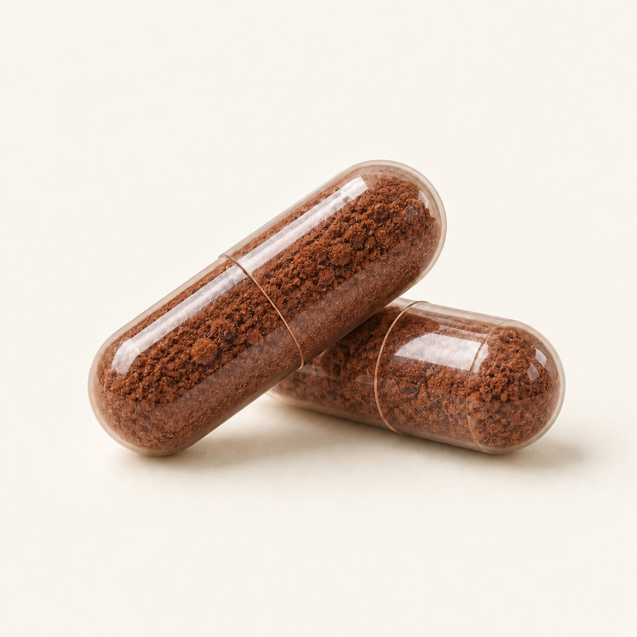 Vegetable capsules with reddish-brown pericarp filling