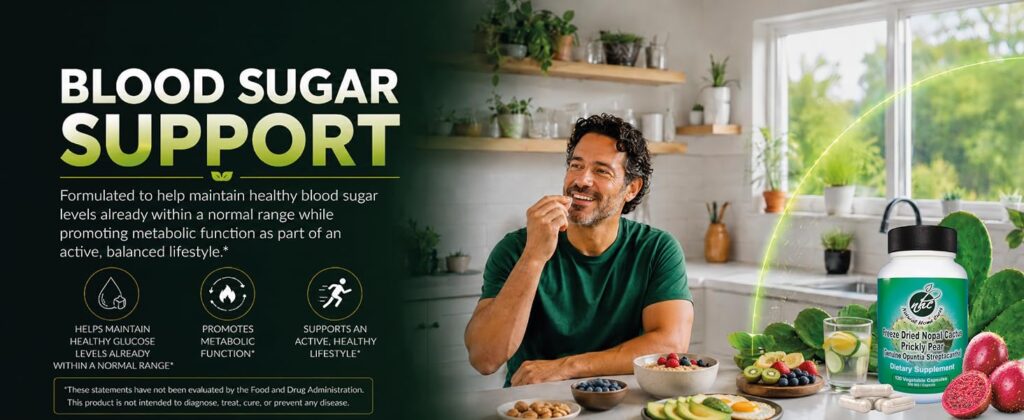 Natural Home Cures Nopal capsules Blood sugar support artwork