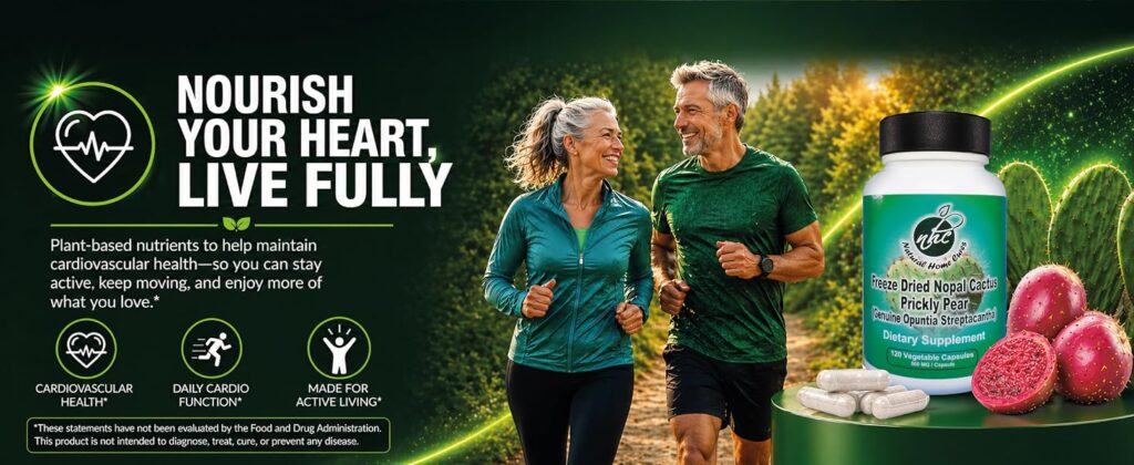 Natural Home Cures Nopal capsules Heart wellness artwork