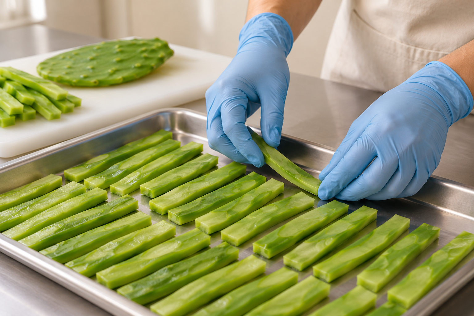 Nopal Freeze-Drying — Preparing the Cactus Pads (illustration)