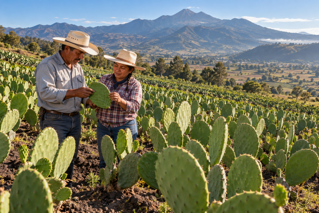 Nopal farms in Central Mexico