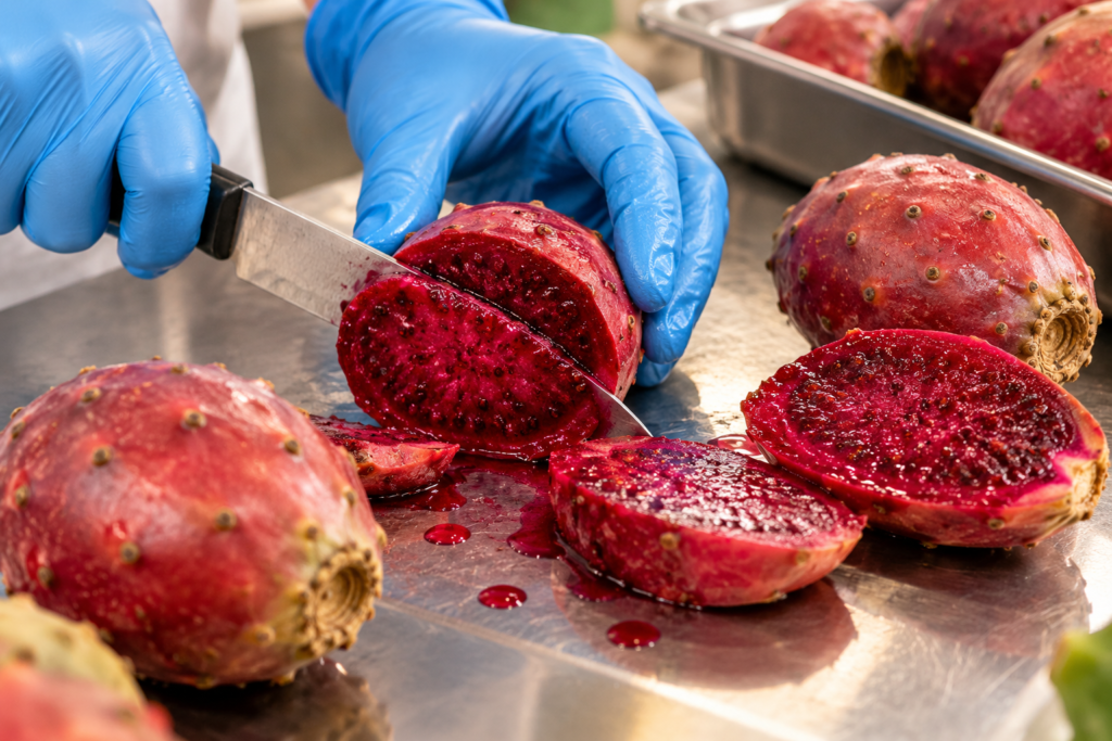 Cut prickly pear fruit