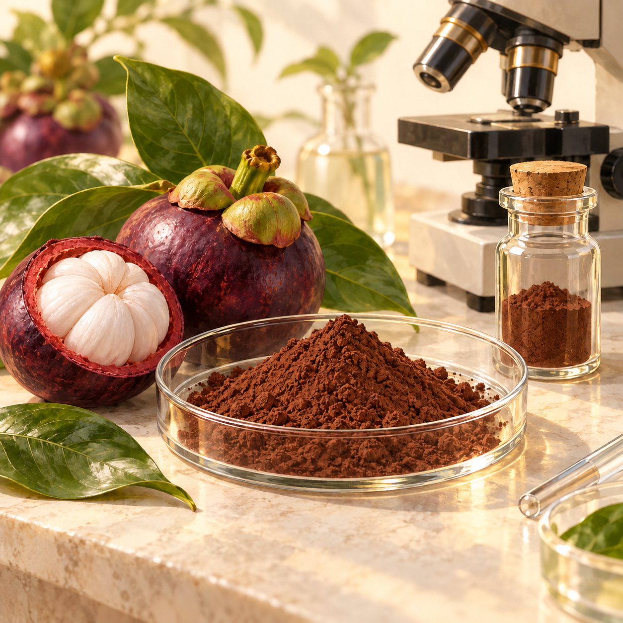 Illustrative laboratory review of reddish-brown botanical powder